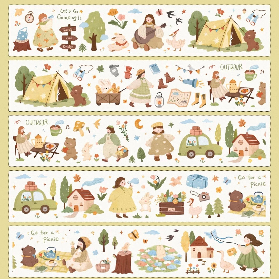 Yier Studio Kiss-Cut  PET Tape - Go on an Outing