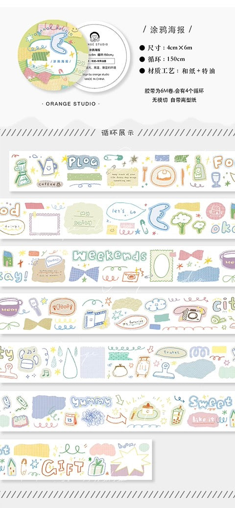 Orange Studio Washi Tape -Graffiti Poster