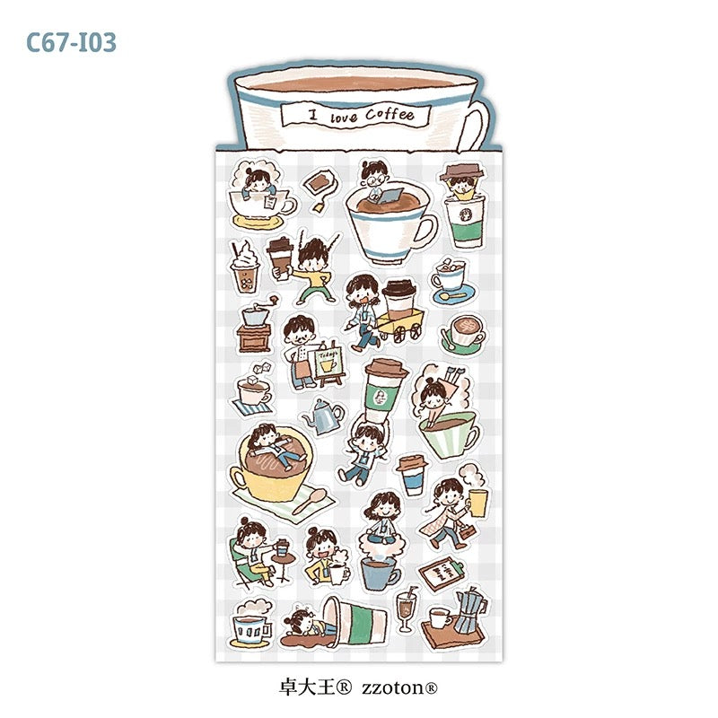zZoton Molinta Sticker Sheet - I Love Coffee