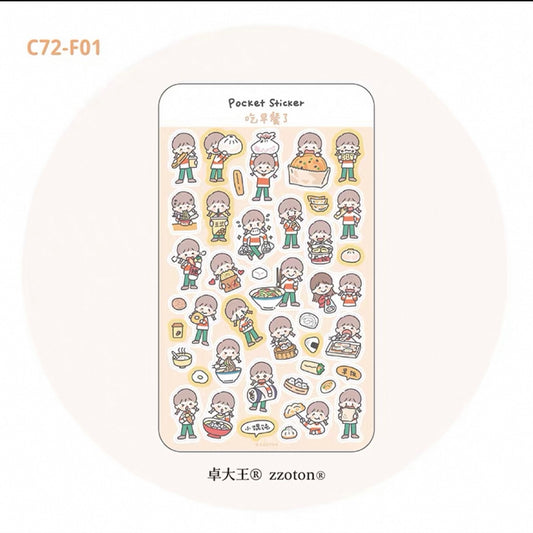 zZoton Molinta Pocket Sticker Sheet - Have Breakfast