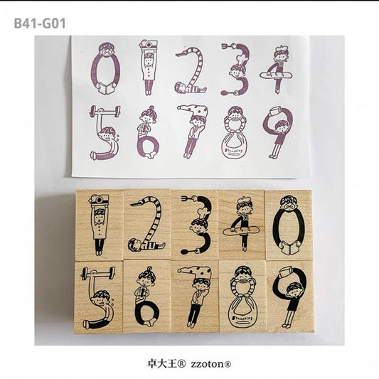 zZoton Molinta Rubber Stamp Set - Numbers