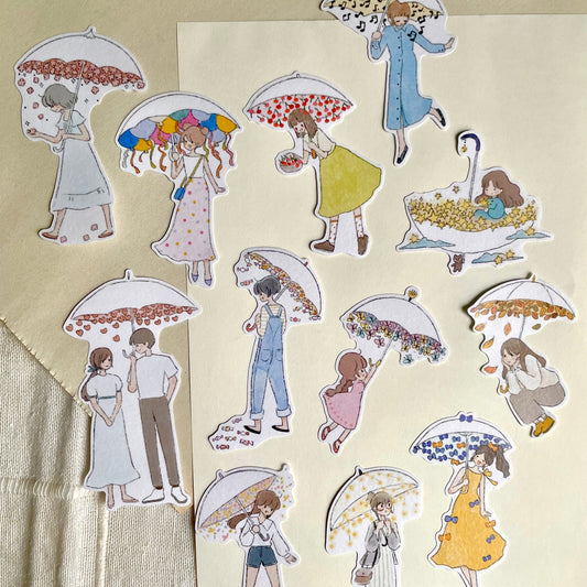 MsBulat Washi Sticker Flakes - Joyful Umbrellas