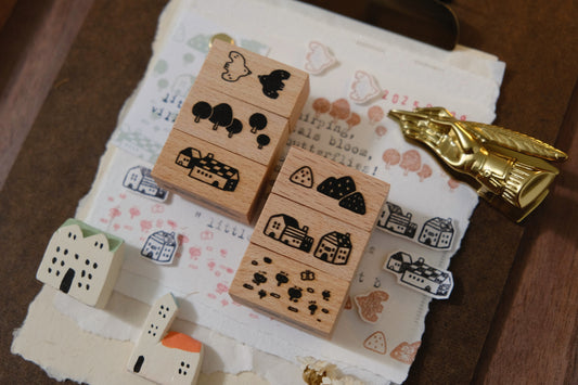 Eileen Tai Rubber Stamp - Little Village Set B