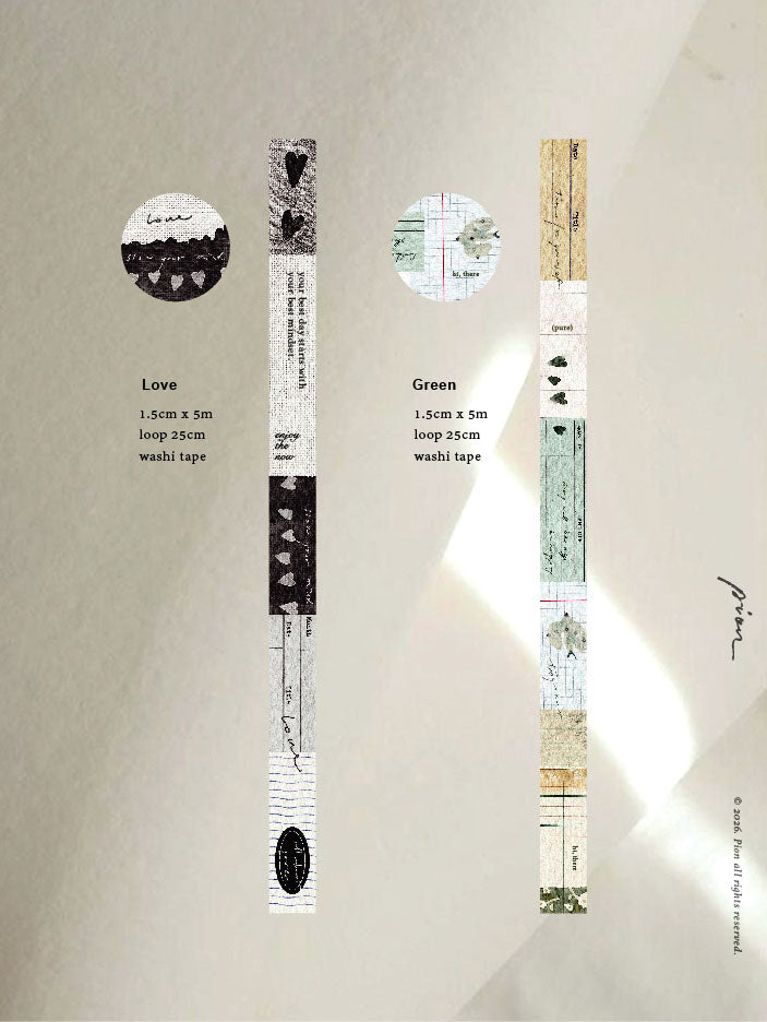 Pion Washi Tape - Love and Green
