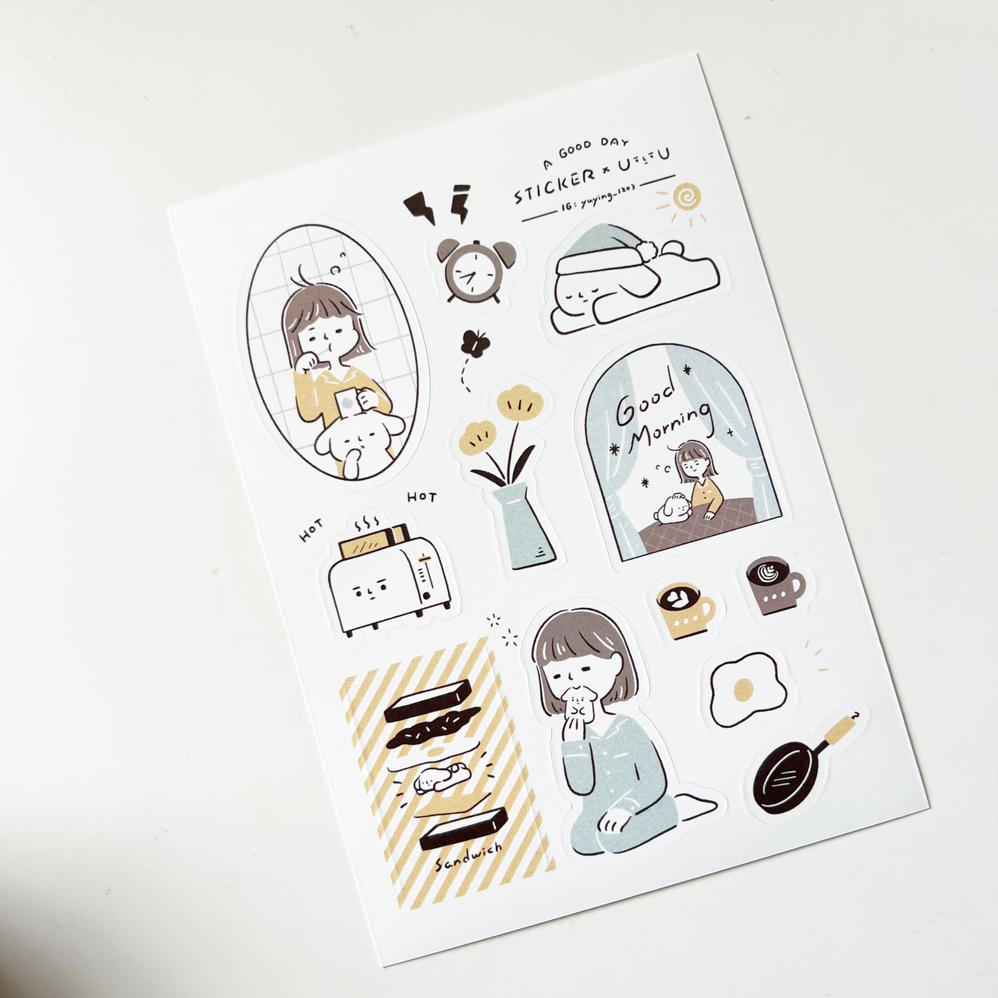 YuYing Illustration Waterproof Sticker Sheet - A Good Day
