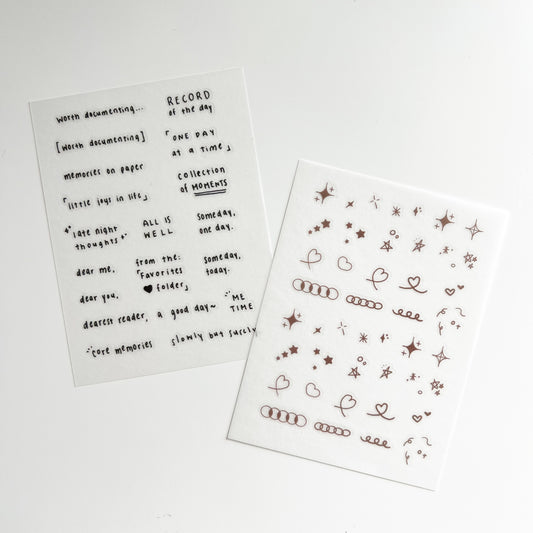 @rabch.jpg Dear Journal Transfer Sticker Set C - Worth Documenting (Brown)