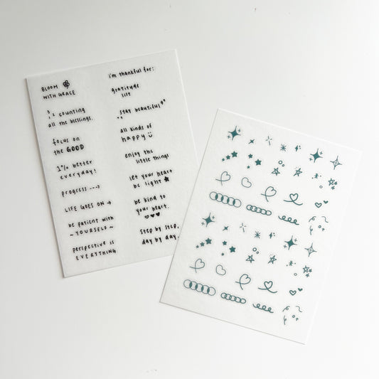 @rabch.jpg Dear Journal Transfer Sticker Set A - Thankful (Green)