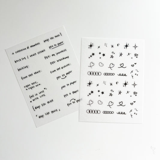 @rabch.jpg Dear Journal Transfer Sticker Set B - Pen to Paper (Black)