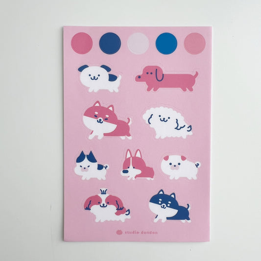 Studio DonDon Waterproof Sticker Sheet - Cute Doggos