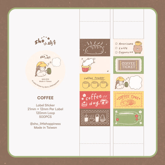 Sho Little Happiness Sticker Labels - Coffee