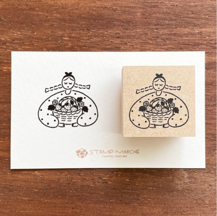 Stamp Marche Marl-chan Rubber Stamp - Strawberry Basket