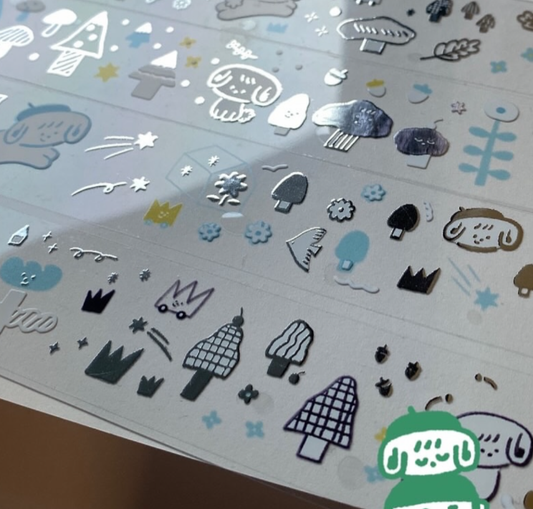 iii sum+ design studio PET Tape - Kobe in the Magic Forest with Silver Foil