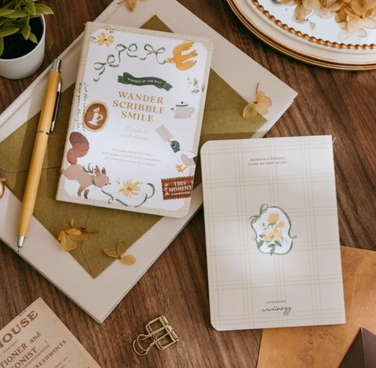 wwiinngg Blank Passport Notebook - Tea Time Blooms