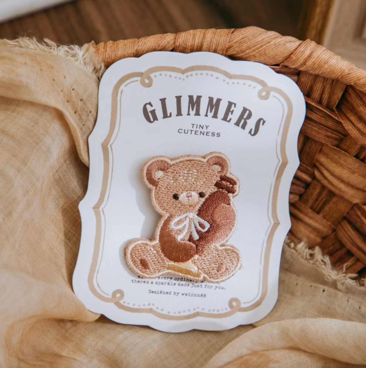 wwiinngg Embroidered Pin - Stamping Teddy Bear