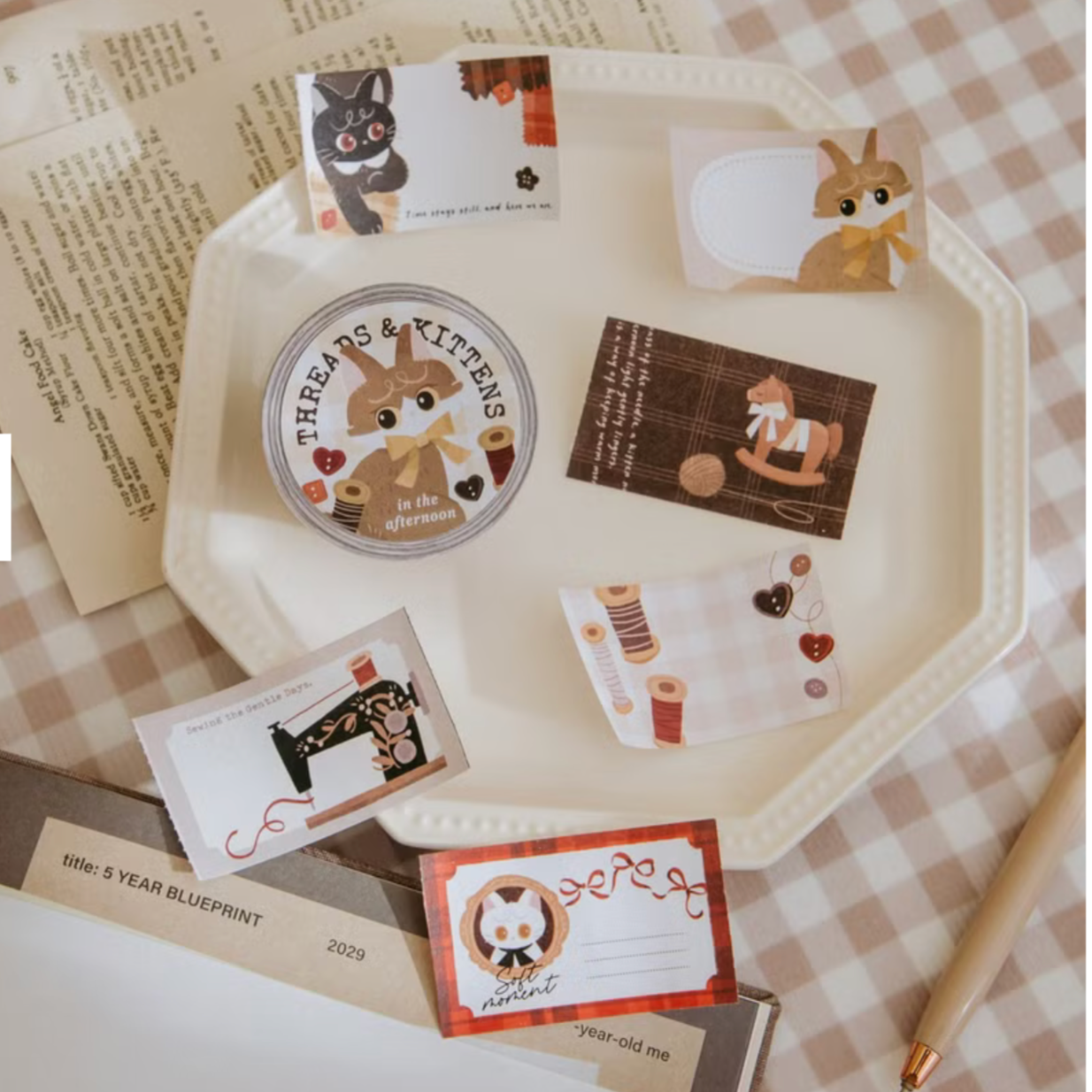 wwiinngg Sticky Notes Roll - Threads and Kittens