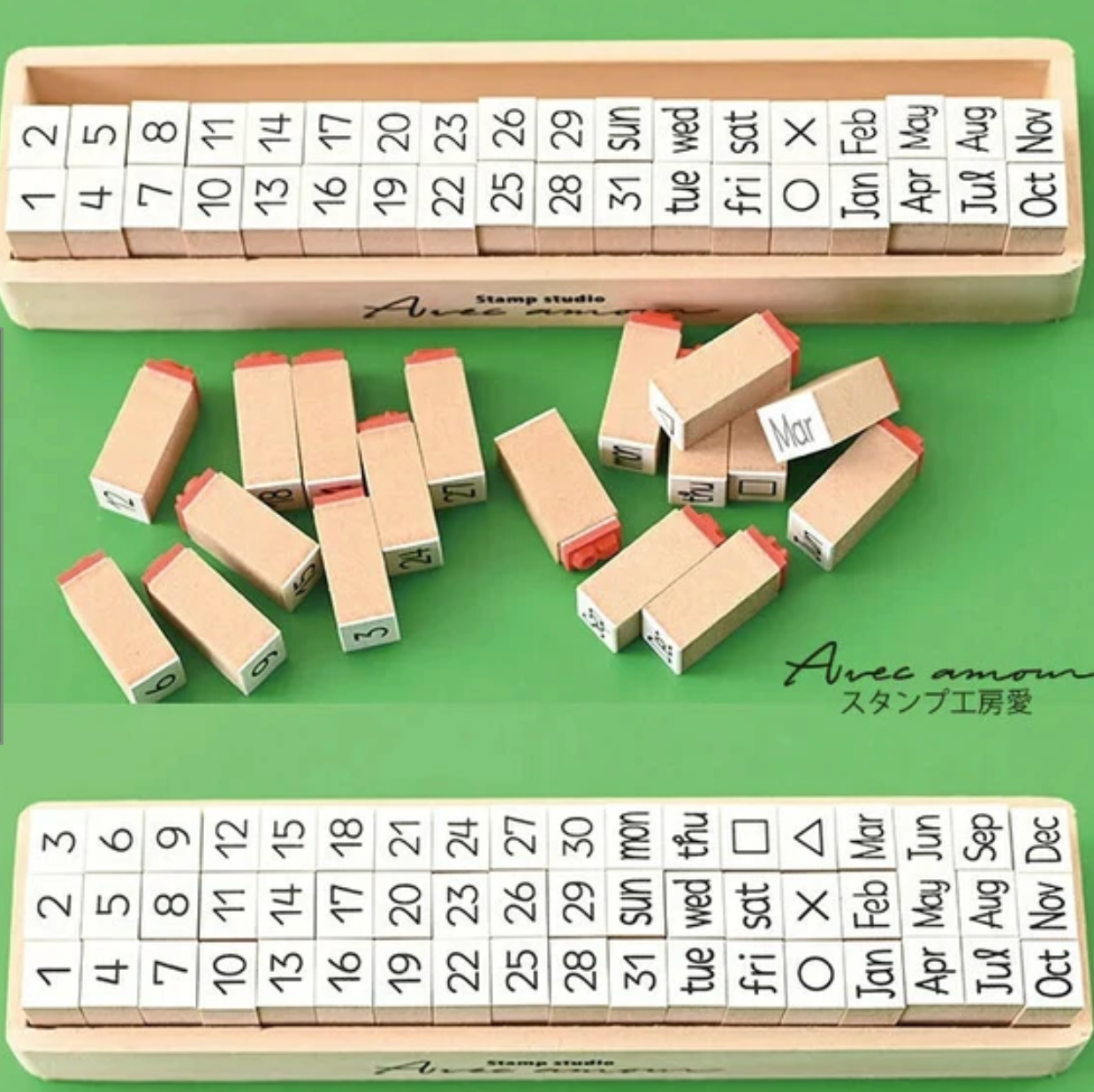 Sanby x Avec Amour Rubber Stamp Set - Date Builder