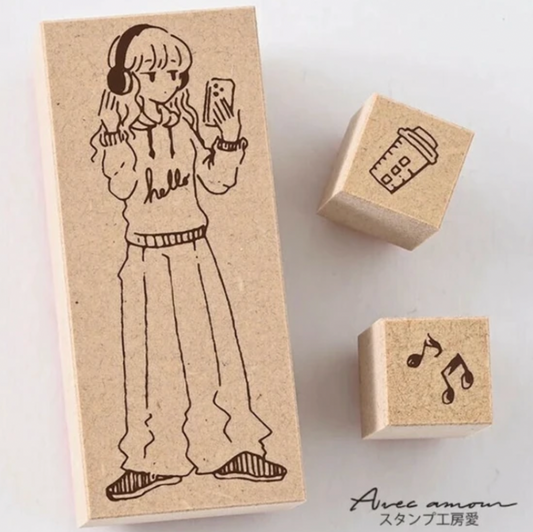 Sanby Girl Illustration Stamp Set