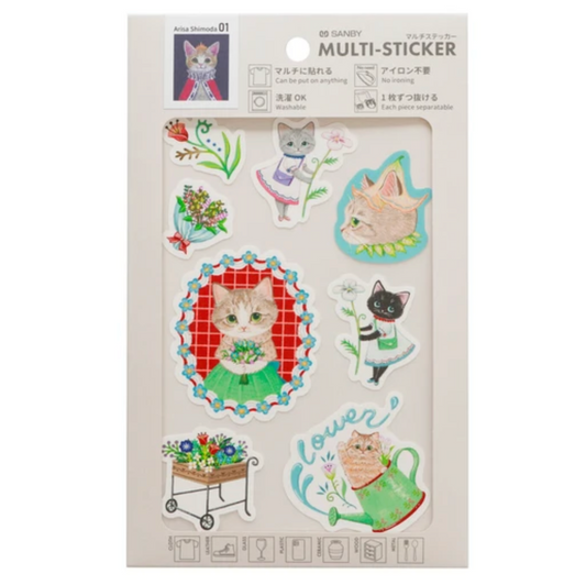 Sanby x Arisa Shimoda Multi-Sticker - Flower and Cat
