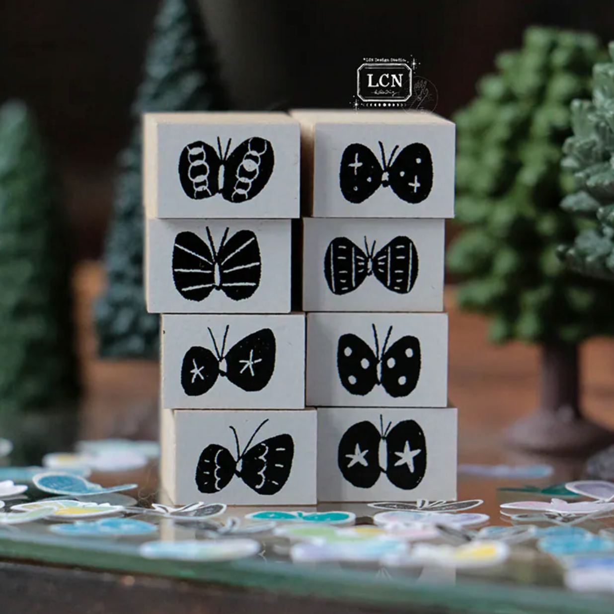 LCN Design Studio Rubber Stamp Set - Shell Butterflies