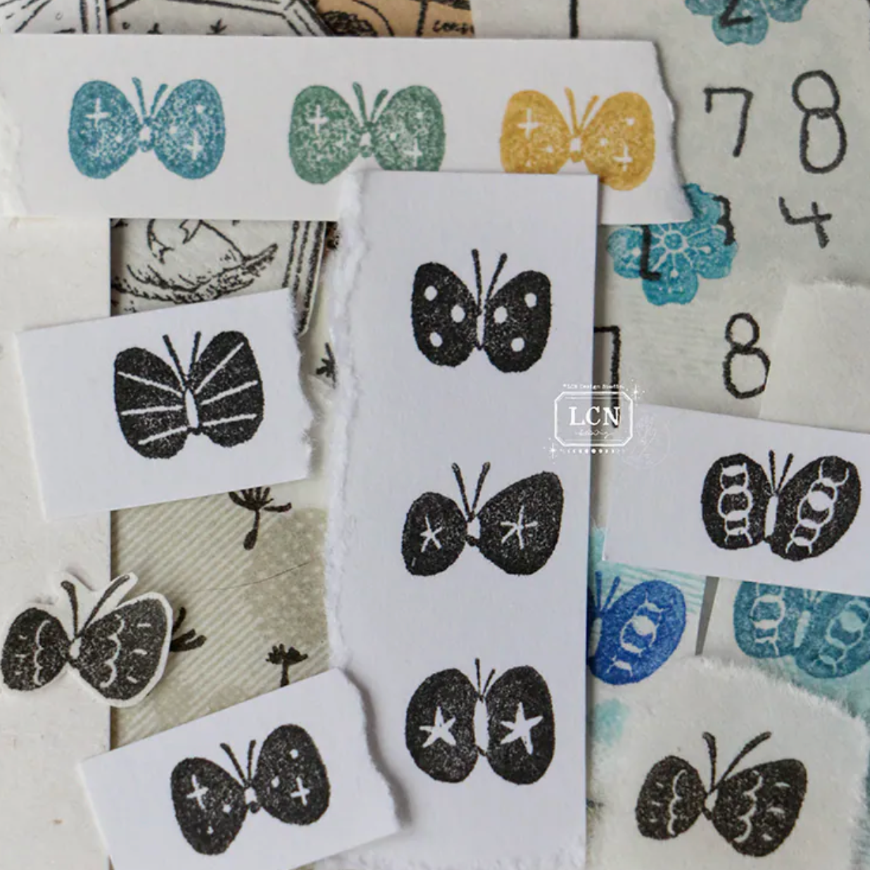 LCN Design Studio Rubber Stamp Set - Shell Butterflies