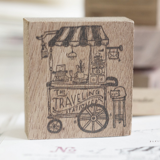 Black Milk Traveling Stationer Rubber Stamp - Stationery Cart