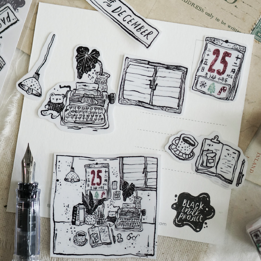 Black Milk Project Transparent PET Sticker Flake Set - Pages in December