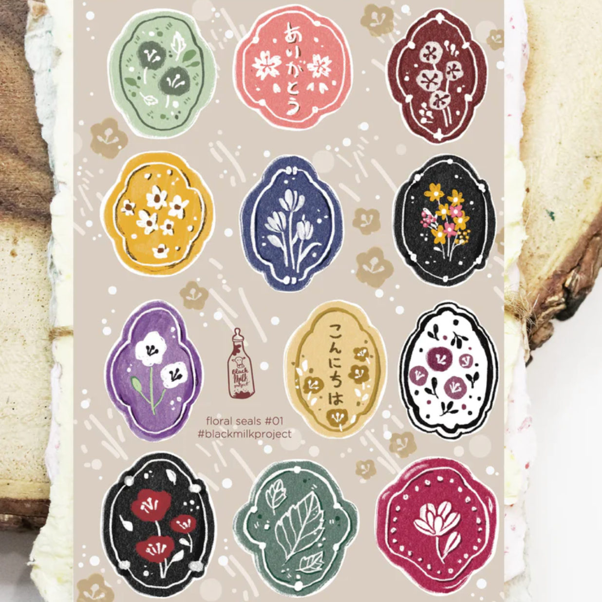 Black Milk Project Paper Sticker Sheet - Floral Seals