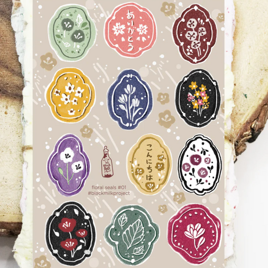 Black Milk Project Paper Sticker Sheet - Floral Seals