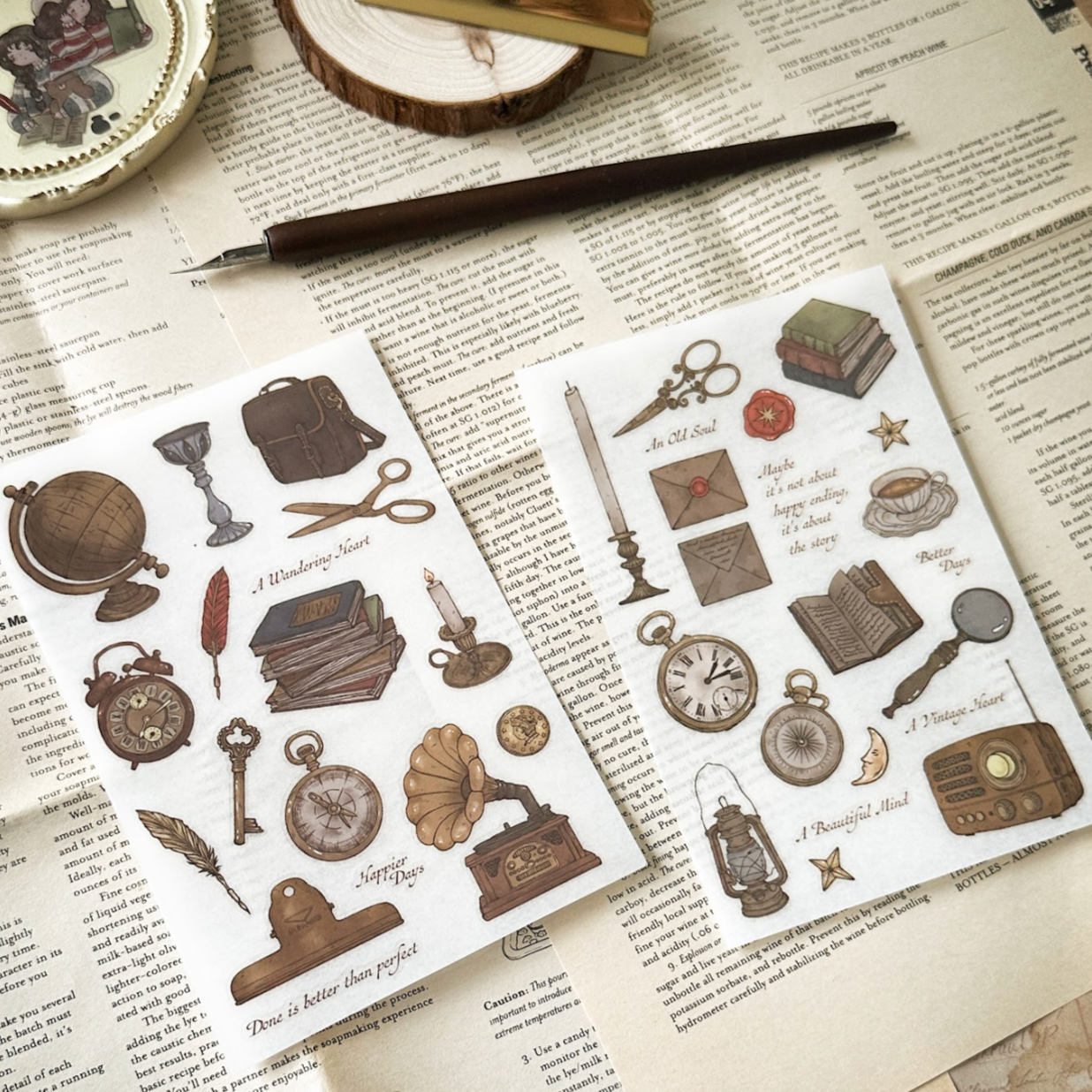 Sho Little Happiness Transfer Sticker Sheets - Vintage Objects