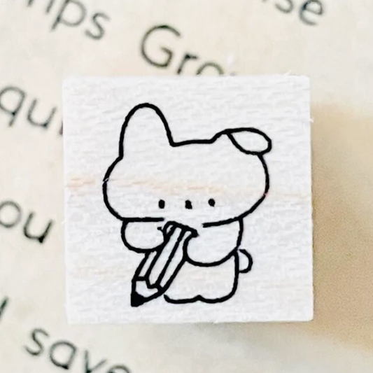 Ikhanko Mini Rubber Stamp - Rabbit Pencil