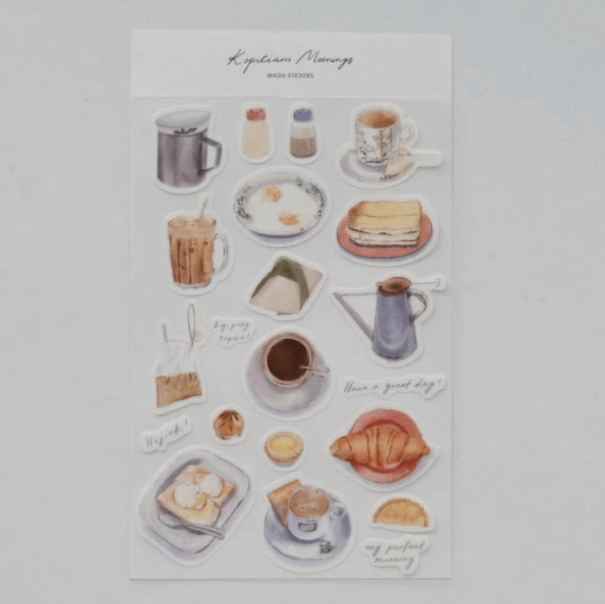 Wenyea's Illustration Sticker Sheet - Kopitiam (Coffee Shop) Mornings
