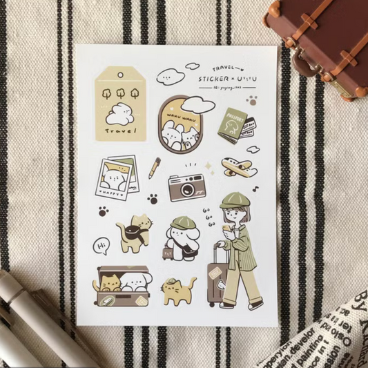 YuYing Illustration Waterproof Sticker Sheet - Travel