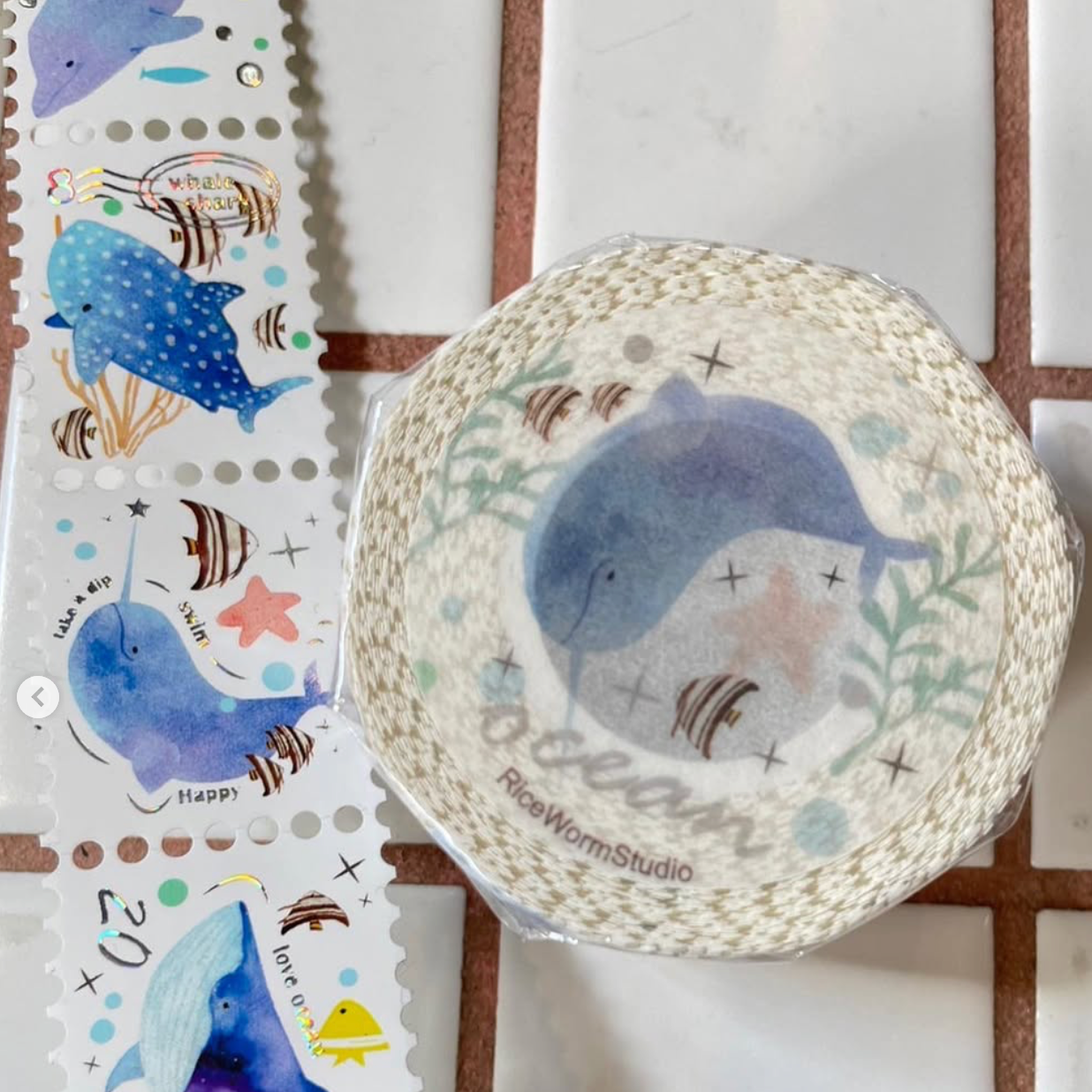Rice Worm Studio Stamp Sticker Tape - Ocean (Samples Only)