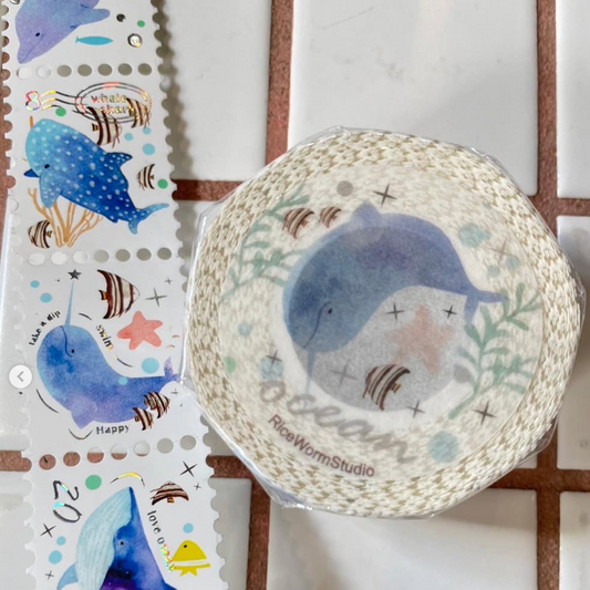 Rice Worm Studio Stamp Sticker Tape - Ocean (Samples Only)