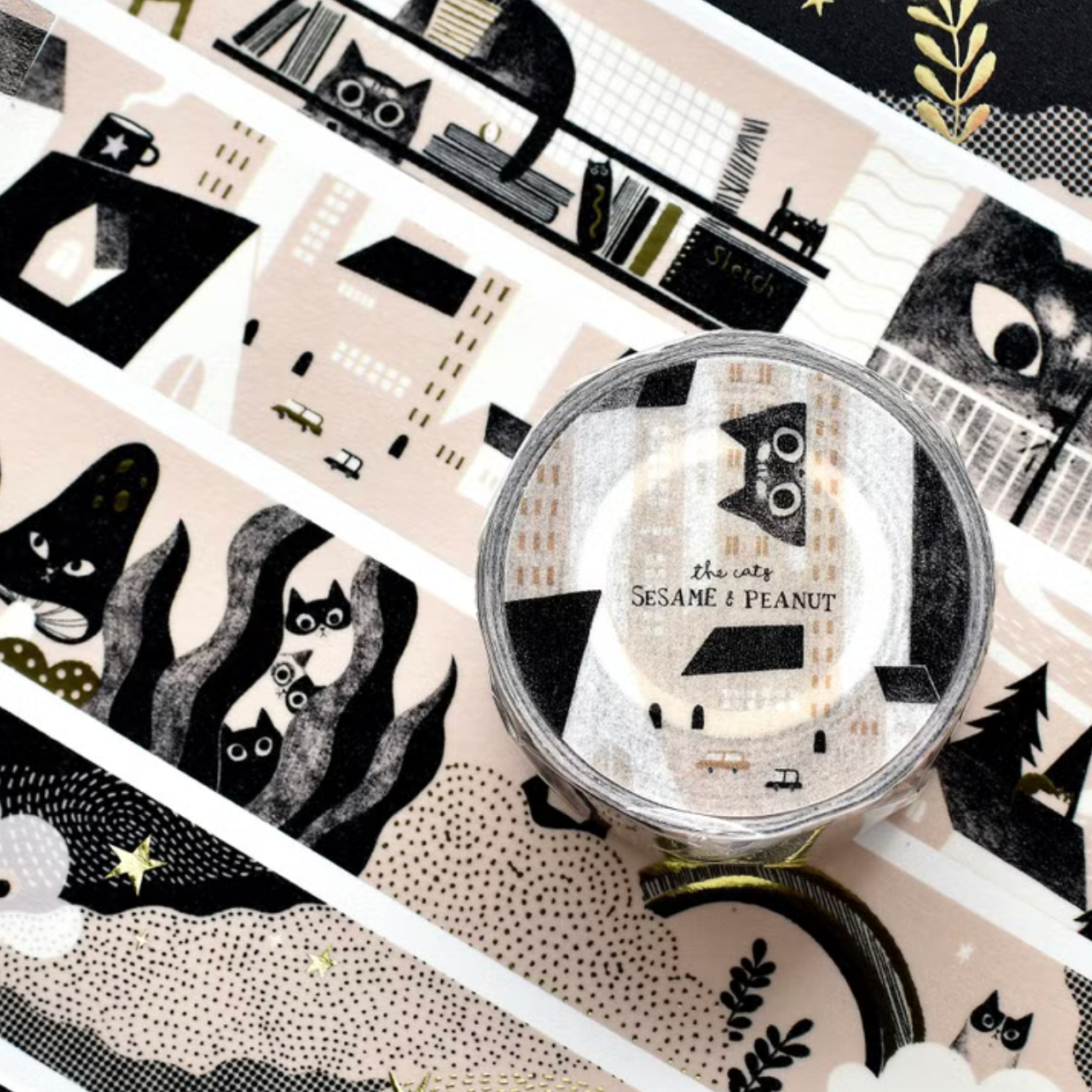 the cats SESAME & PEANUT Washi Tape - Hide & Seek (Loops Only)