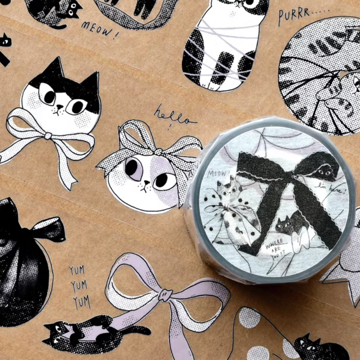 the cats SESAME & PEANUT PET Tape - Cats and Ribbon (Loops Only)