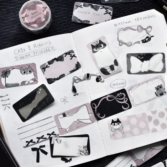 the cats SESAME & PEANUT Memo Sticker - Bowtie Cat (Loops Only)