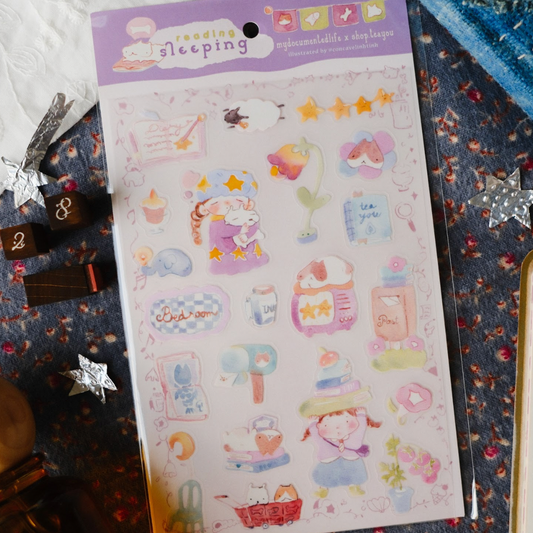 Teayou x My Documented Life Reading Sleeping Sticker Sheet