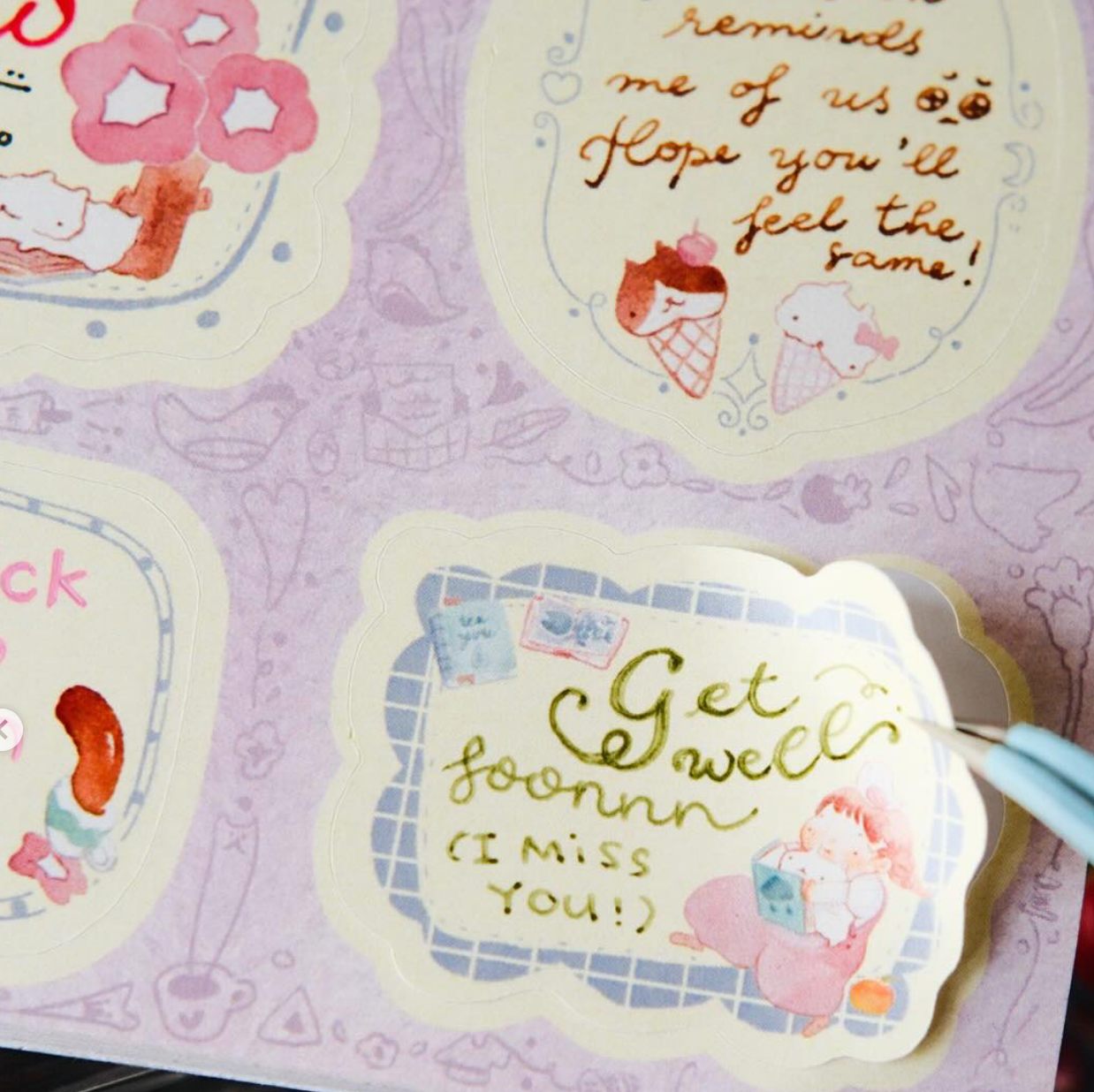 Teayou Frame Notes Sticker Pad - Reading Sleeping