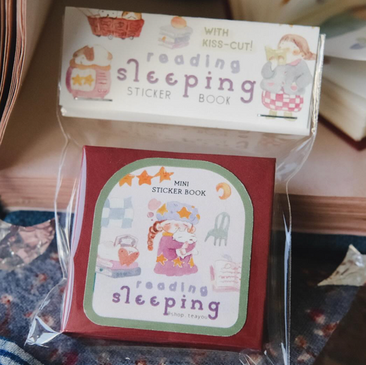 Teayou Kiss Cut Washi Sticker Book - Reading Sleeping