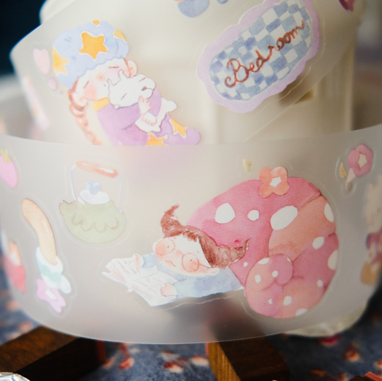 Teayou Kiss Cut PET Tape - Reading Sleeping