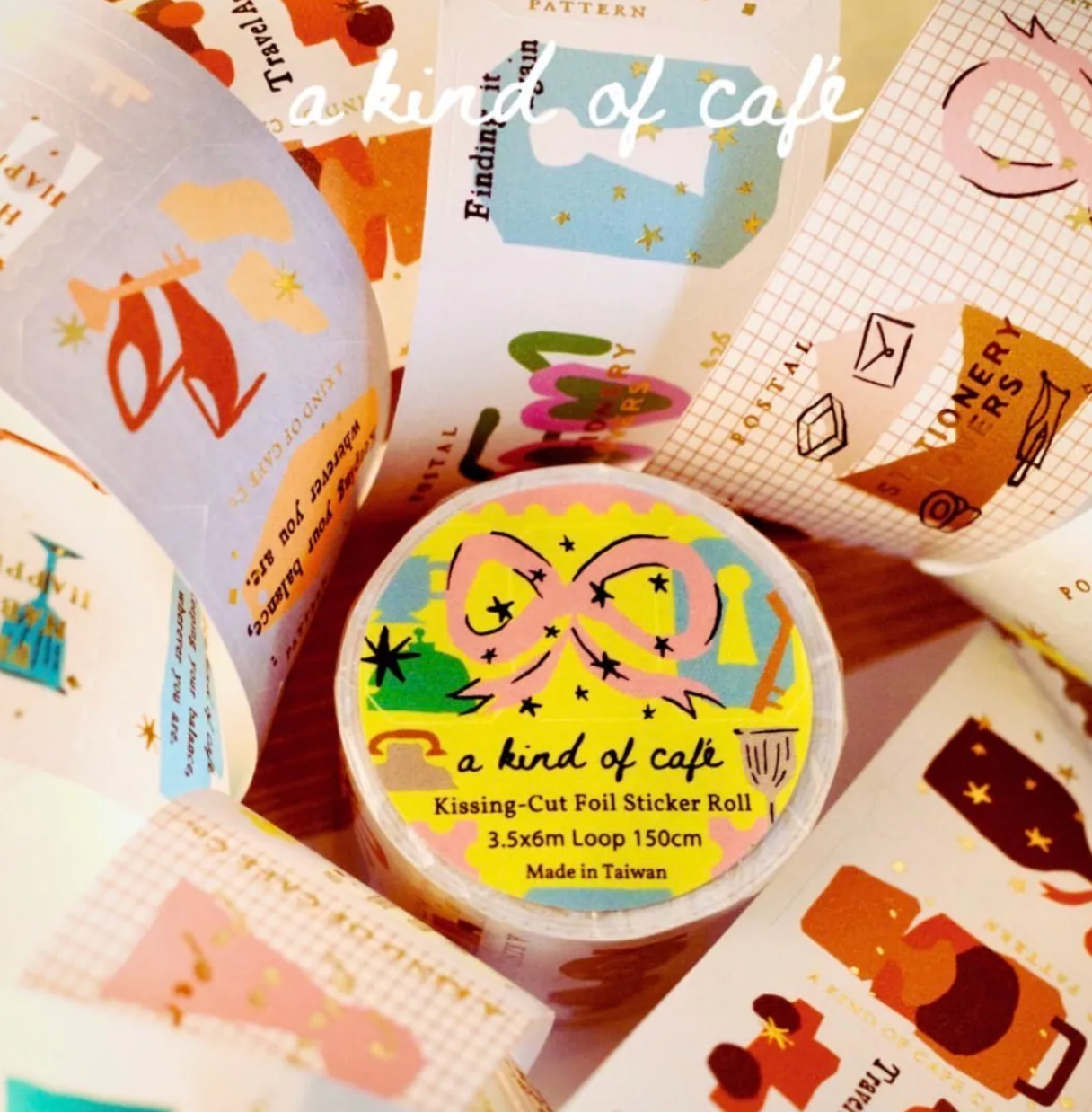 a kind of Cafe Gold Foil Stamp Sticker Roll - Travel Around