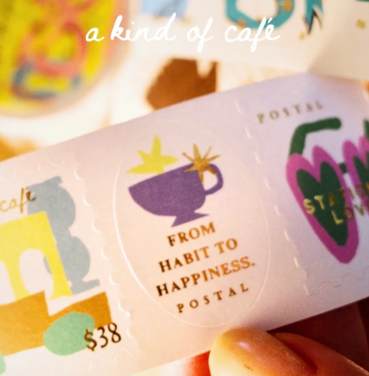 a kind of Cafe Gold Foil Stamp Sticker Roll - Travel Around