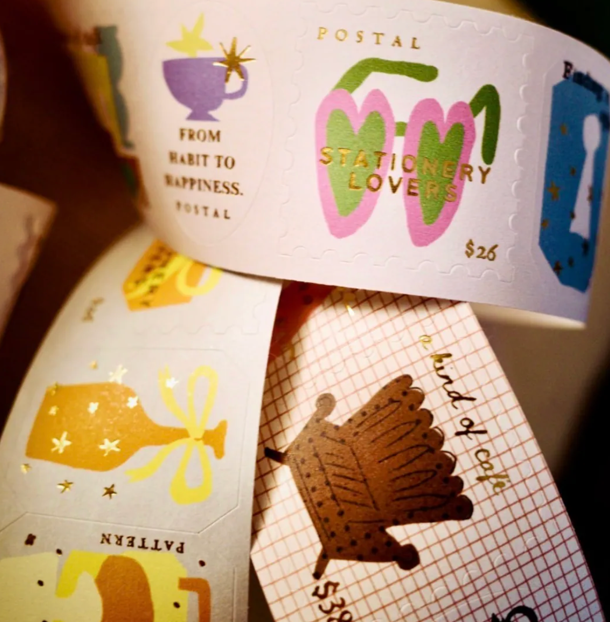 a kind of Cafe Gold Foil Stamp Sticker Roll - Travel Around