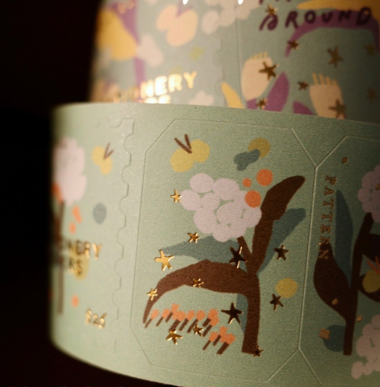 a kind of Cafe Gold Foil Stamp Sticker Roll - Pompon Flower