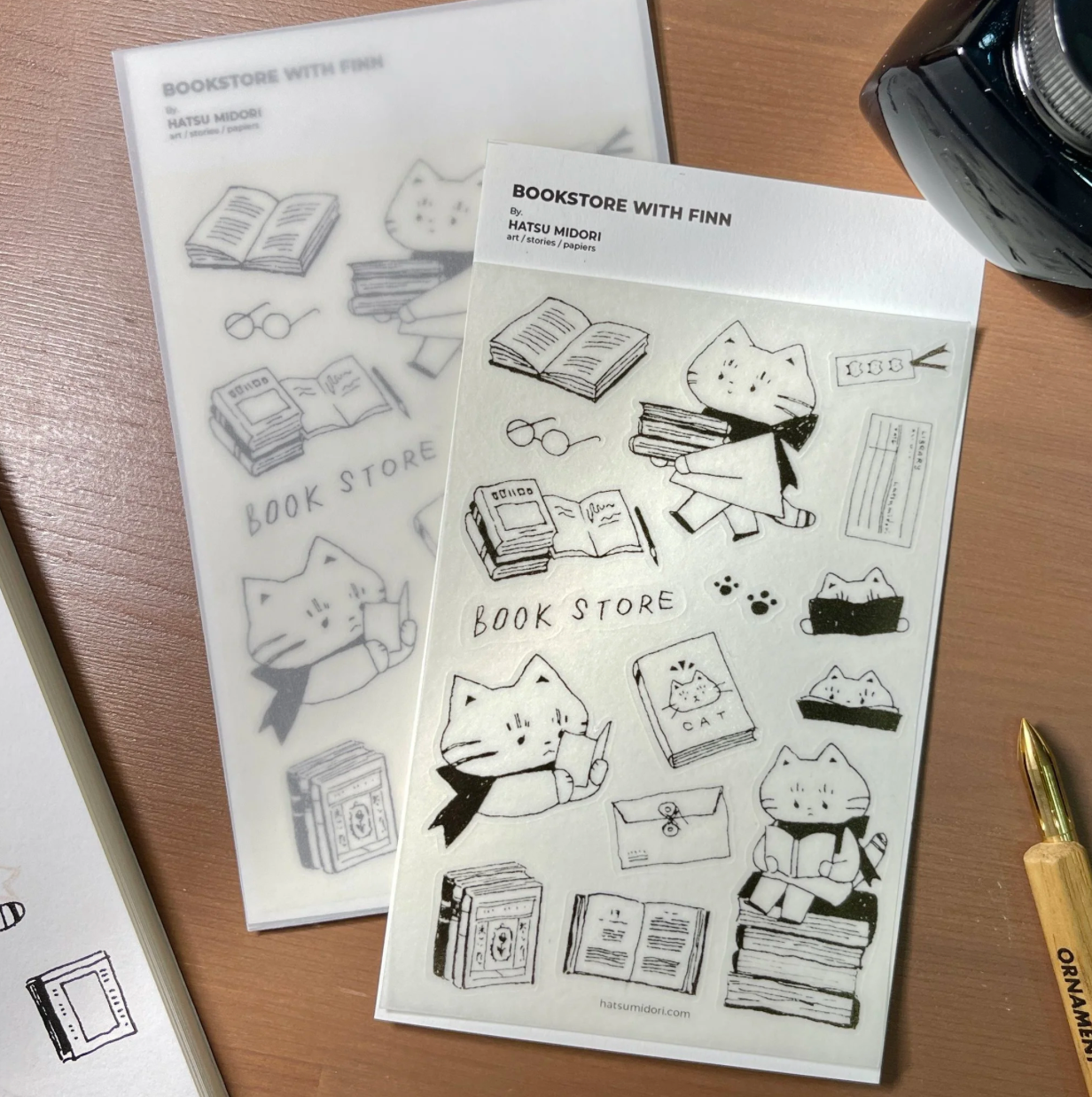 Hatsu Midori Washi Sticker Sheet - Bookstore with Finn