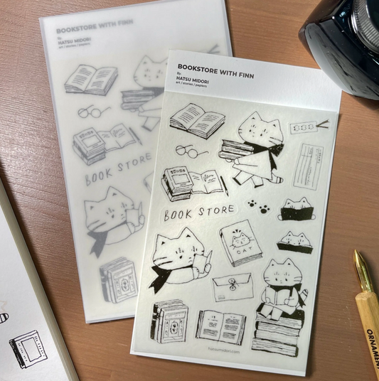 Hatsu Midori Washi Sticker Sheet - Bookstore with Finn