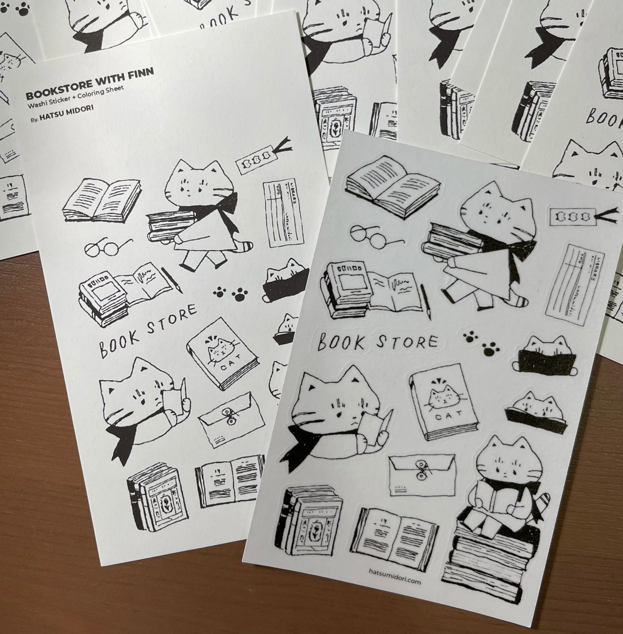 Hatsu Midori Washi Sticker Sheet - Bookstore with Finn