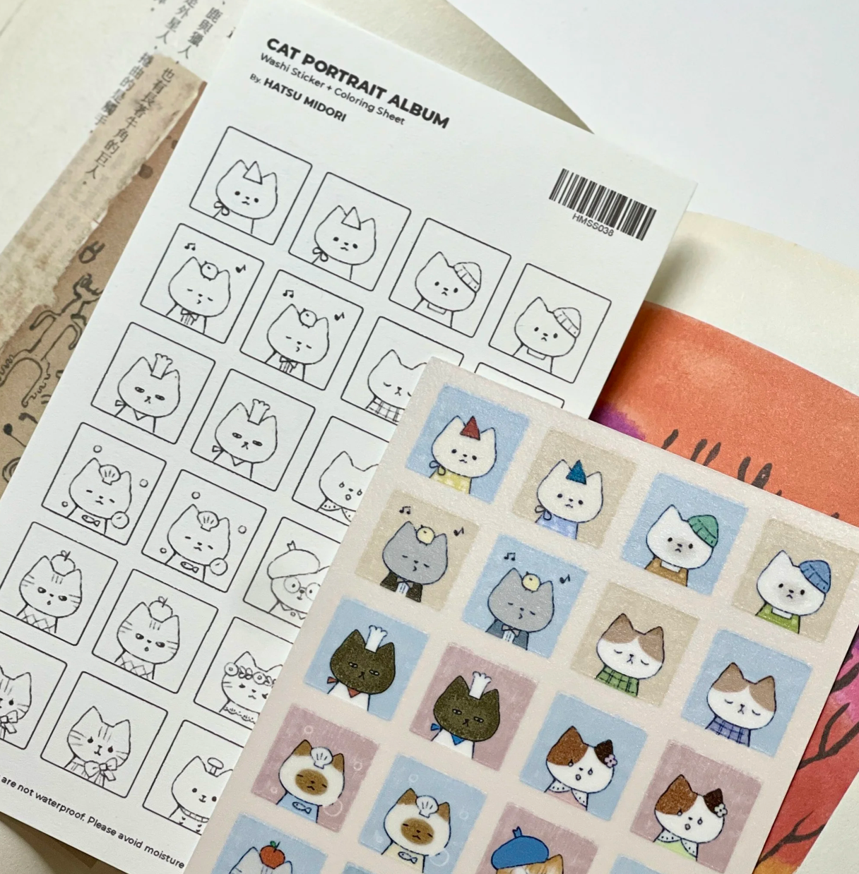 Hatsu Midori Washi Sticker Sheet - Cat Portrait Album