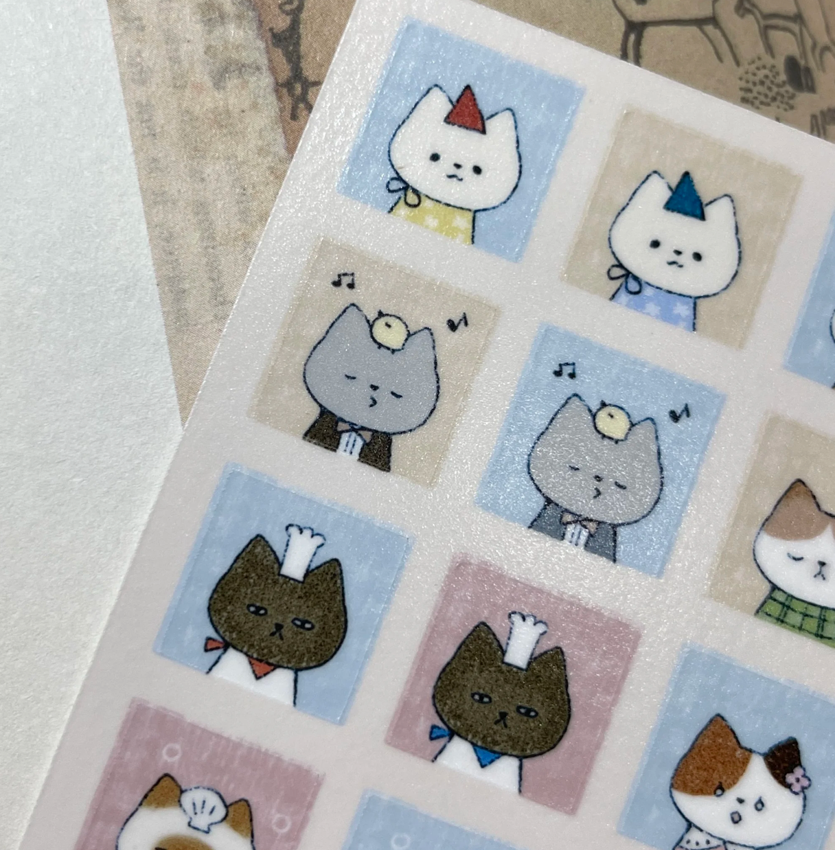 Hatsu Midori Washi Sticker Sheet - Cat Portrait Album